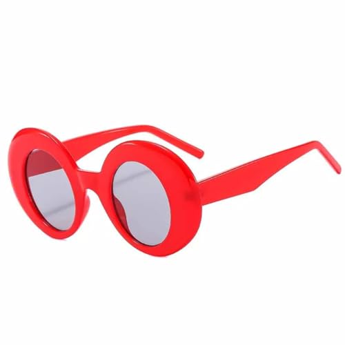 Lunettes de soleil oversize rondes rouges et grises pour homme et femme