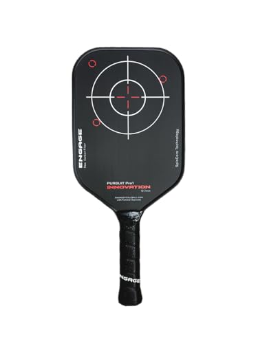 Engage Pursuit Pro1 Pickleball Paddle | Raw Carbon Fiber | Extreme Power Spin & Dwell Time | Designed for Aggressive Power Players | 12.7mm (Fierce Red Innovation)