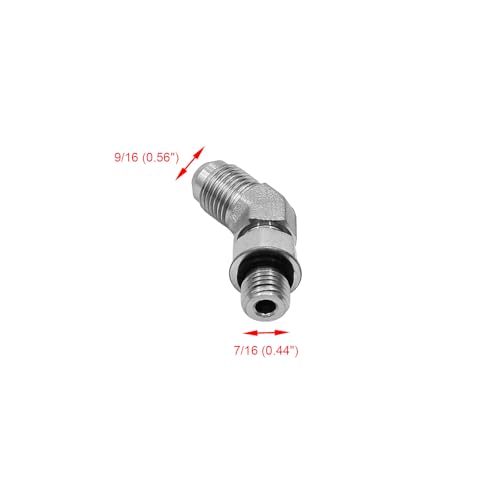 Image of (2-PACK) 6802-06-04-NWO Hydraulic Hose Adapter Fitting 3 /8 inch Male JIC 37Flare(9 /16 inch-18UNF)x1 /4 inch Male Adjustable Nut O-Ring Boss(7 /16 inch-20UNF)45Elbow SAE Pipe Joints Connector Carbon Steel
