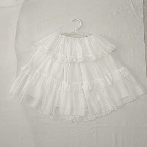Ruffle Skirt Teens Japanese Chiffon Mini Skater Kawaii Bow High Rise Tiered A Line Flowy Petticoat Skirt2