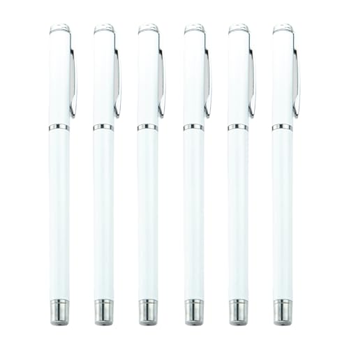 6 bolígrafos de metal con clip, firma de oficina, escuela, punta de 0,5 mm, punta lisa para escribir