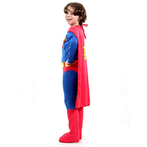 Fantasia Super Homem Luxo Infantil Sulamericana Fantasias Azul/Vermelho M 6/8 Anos
