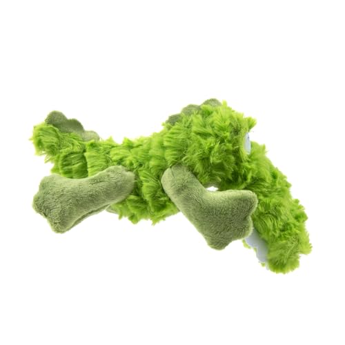 Image of goDog PlayClean Gator Squeaky Plush Dog Toy with Odor-Eliminating Essential Oils, Chew Guard Technology - Green, Small
