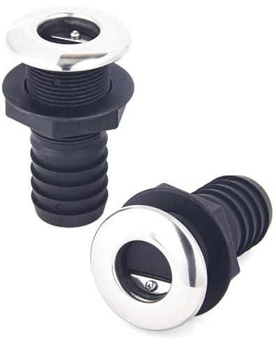 Indulward 1-1/2 Boat Scupper Drain with Flapper Thru Hull Self-Bailing Valve Anti-Backflow Design Fits 1.6 Cutout 316 Stainless Trim Easy Install for Boats & Yachts (2 Pack)