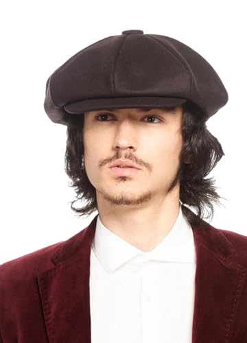 Big Apple Men's Oversize 100% Wool 8 Panel Applejack Newsboy Cabbie Gatsby Ivy Hats (Not a Regular Apple hat) (Solid Brown 1778)