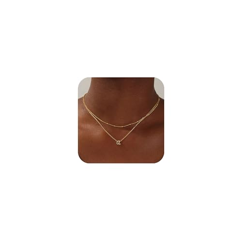 Yoosteel Layered Initial Necklaces for Women Trendy, 14K Gold Plated Letter A-Z Pendant Necklace Tiny Initial Necklace Personalized Monogram Layered Gold Initial Necklaces for Women Girls Jewelry