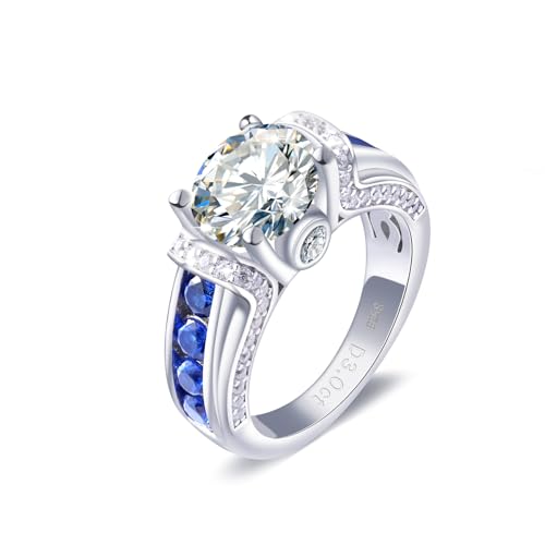 3 Carat Moissanite Ring for Women 925 Sterling Silver Moissanite Engagement Ring 3CT Moissanite Promise Bands Rings Wedding Ring for Wife Anniversary Birthday Valentine Jewelry Gift