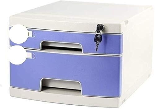 GETSTREE Organizador de Archivos Escritorio con Cerradura, Organizador archivadores, Muebles Bloqueo, Cajas Datos Almacenamiento plástico, Color Azul(Large)
