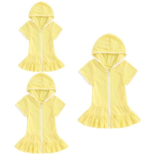 Girls Cover Up Hooded Girls Swim Cover Up Short Sleeve Girl Swimsuit Cover Up Cute Zipper Closure Toddler Swimsuit4