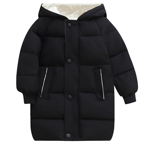 KAGAYD Winter Down Coats for Girls Kids Baby Boys Puffer Padded Jackets Solid Color Hoods Outerwear with Pockets