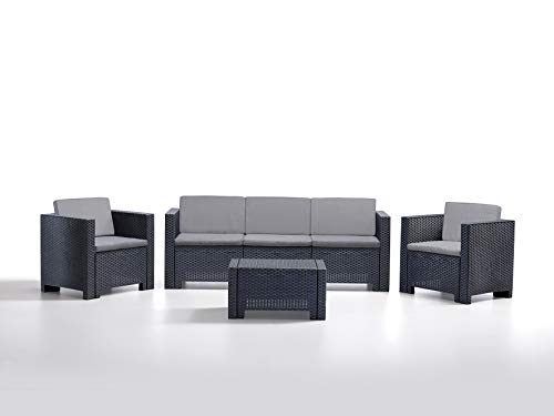 Bica 9018 Set Salottino Colorado 5 Posti 120 x 70 x 70 cm, Antracite, 336 x 336 x 64 cm