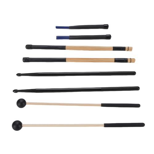 Set de baquetas, mazas y escobillas para batería, de madera de arce ligera con acabado antideslizante, incluye escobillas de alambre con mango de goma para jazz, folk y varios géneros musicales miniatura 5
