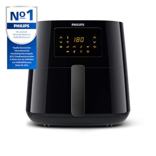 Philips Airfryer XL Essential, friteza na vrući zrak, 2000 W, kapacitet 1200 g, digitalni zaslon, Wifi Connected, crna (HD9280/90)