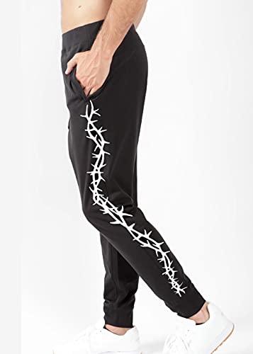 Barbed wire skull Men's Women's jogger sweatpants3