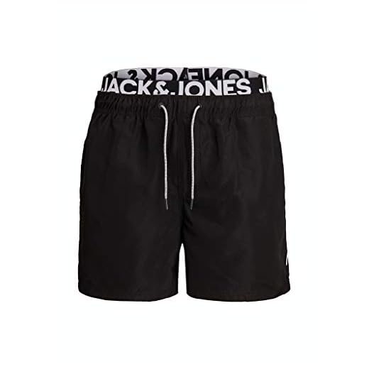 JACK & JONES Herren JJIARUBA JJSWIMSHORTS AKM DB WB SOLID Badehose, Black, M