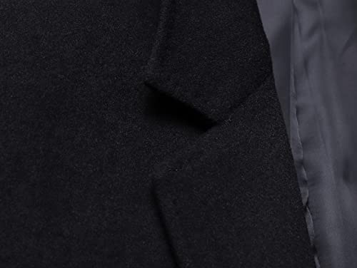Image of chouyatou Men's Mid-Length Single Breasted Wool Blend Top Coat (Small, Notch-Black)