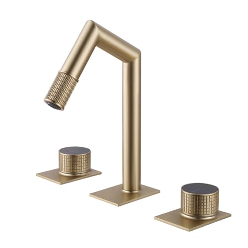 Robinet de lavabo 3 trous MOCHAMIK en laiton or brossé pour mélangeur de salle de bain