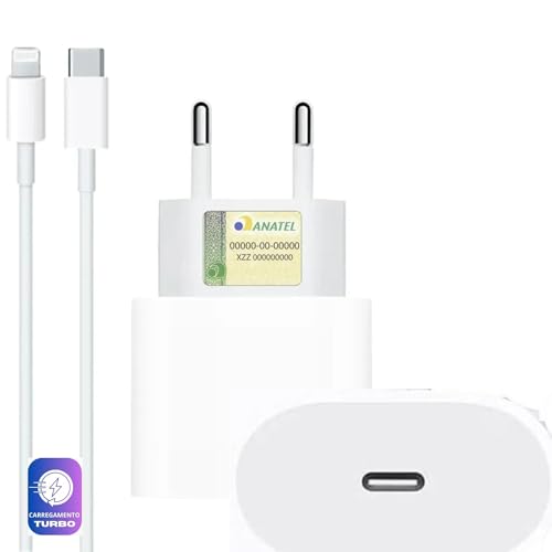 Cabo Usb-C-Lightning + Fonte Carregador 25W Turbo Compatível iPho...