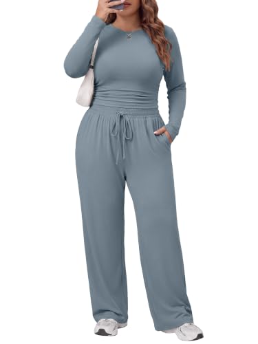 Plus Size Two Piece Sets Women Fall Travel Lounge Outfit