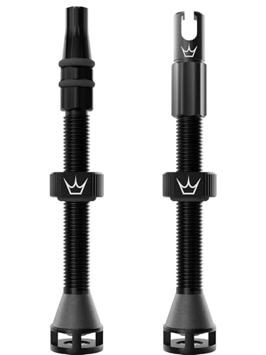 Peaty's Holeshot Fast Flow Tubeless Valves - High Airflow Anti Sealant Clog Design, Fast Tyre Setup, Fully Serviceable 7075 Aluminium, Bike Tyre Valves Compatible with MTB Rim Inserts, 60mm Black