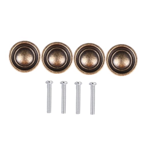 LckCryspho 4個入り ラウンドドアノブ ブロンズ ? キャビネットや引き出しに対応するアンティーク調取っ手