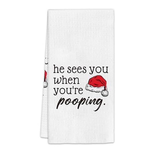 Funny-Bathroom-Christmas-Hand-Towels-Christmas-Xmas-Decor-Hand-Towels-Funny-He-Sees-You-When-Youre-Decorative-Hand-Towels-for-Bathroom-Funny-Christmas-Xmas-Bathroom-Decor16x24-Inch Funny Bathroom Christmas Hand Towels Christmas Xmas Decor Hand Towels Funny He Sees You When Youre Decorative Hand Towels for Bathroom Funny Christmas Xmas Bathroom Decor16x24 Inch