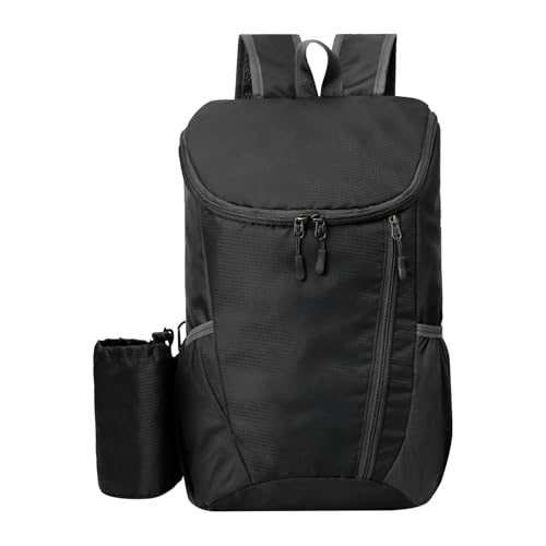 MOERAE Ultraleicht Faltbarer Rucksack klein, Wasserdicht, Atmungsaktiv, Unisex 20L Wanderrucksack für Wanderungen, Festival, Sport, Outdoor (Schwarz)