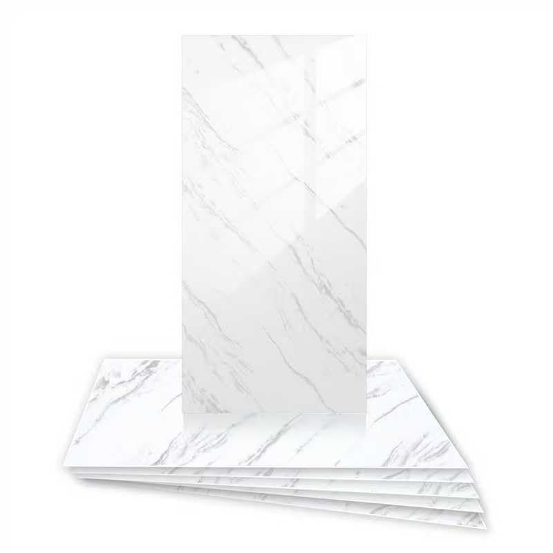 Carreaux de marbre blanc PVC adhésifs 60x30 cm pour crédence de cuisine et murs - Lot de 12
