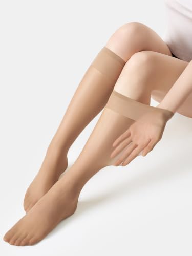 Image of MOOCHI Women's Sheer Knee High Stockings 6 Pairs 20 Denier Nylon Socks