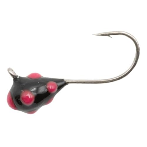 Clam Pro Tackle Confetti Drop XL Jig Glows, #10, 1/64 oz, Black/Pink Glow Dot