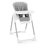 INFANS High Chair for Babies & Toddlers, Foldable Highchair with Multiple Adjustable Backrest, Footrest and Seat Height, Removable Tray, Detachable PU Leather Cushion, Built-in Rear Wheels (Grey)