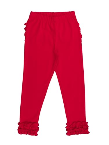 Image of RuffleButts Toddler Girl Merry & Bright Ruffle Leggings - Ankle Leggings | 75% Cotton 23% Spandex 2% Elastane, Breathable Lightweight, Elastic Waistband, Signature Rear Detail To 4T, Machine Washable