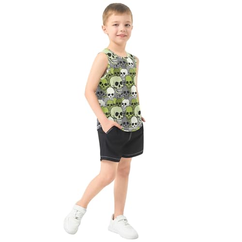 J JOYSAY Skull Head Pile Olive Boys Tank Top Sleeveless Muscle Shirts Quick Dry Kids T-Shirts 3-15T4