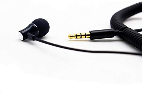 LINHUIPAD Single side Earphone with Microphone In-Ear Stereo to mono Earbud One side Headphones,3.5mm Jack Metal Noise Isolating Earplugs, Spring Coil Reinforced Cord