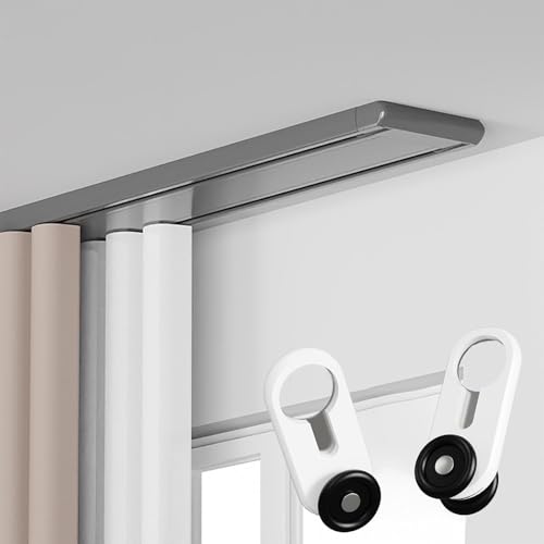 Rail rideau double rangée pour plafond gris pour cloisonner un grand studio - 2