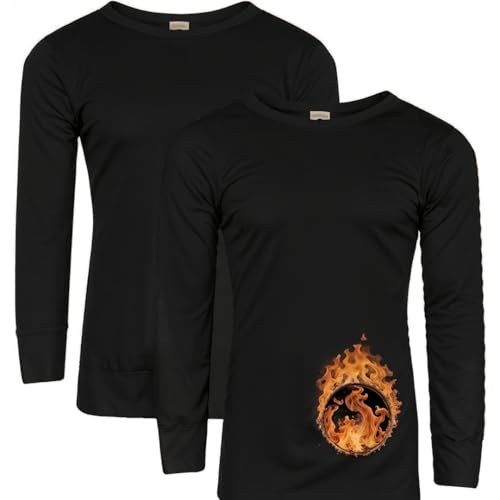 CS- Cozy Style Pack of 2 Mens Thermal Long Sleeve Top Warm Underwear Baselayer S M L XL XXL Thermals (UK Alpha XXL Regular Regular Black)