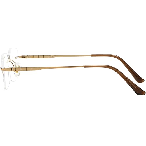 Image of Titanium Rimless Glasses Frame for Men Rectangle Optical Frameless Eyeglasses Frame Lightweight Eyewear YJ2356