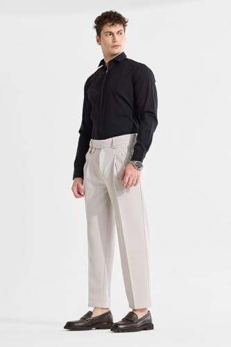 Image of SNITCH Cream Relaxed Fit Korean Ankle Length Trousers
