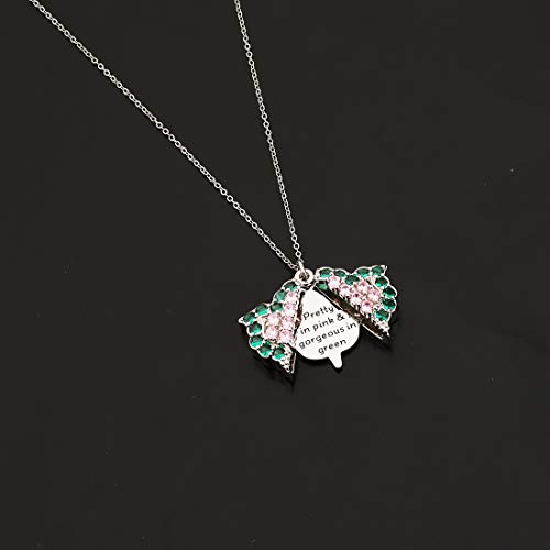 CENWA Pretty in Pink & Gorgeous in Green Zircon Leaf Open Locket Necklace Gift for Sorority Sister4