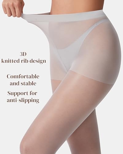 Image of leg elegant 3 Pairs 20D Women's Sheer Tights Ultra Sheer Pantyhose with Control Top
