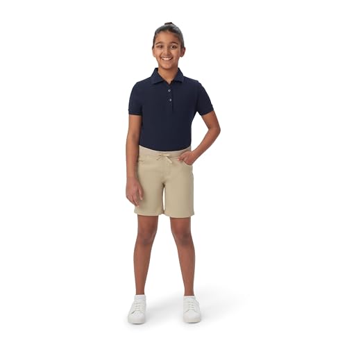 Image of French Toast Girls' Pull-On Bow Front Shorts | Woven twill shorts with knit waistband; Bermuda length; School uniform shorts; Offered in standard and plus sizes