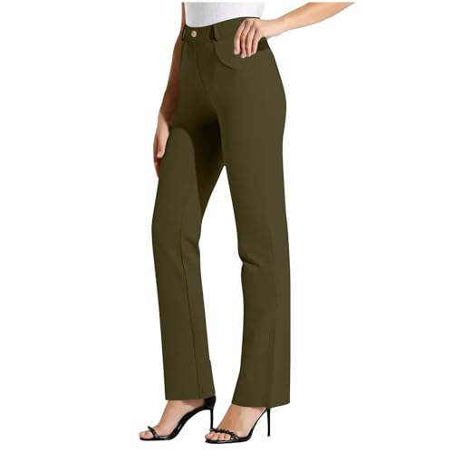Womens Dress Pants High Waisted Stretchy Work Pants Business Casual Office Trousers Pull On Office Slacks Pockets