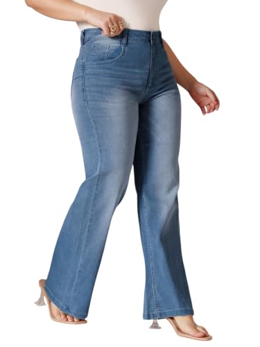Image of Miss Chase A+ Women's Wide Leg High Rise Regular Length Stretchable Denim Jeans