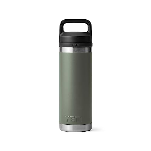 Image of YETI Rambler 18 oz Bottle, Leakproof, Vacuum Insulated, Stainless Steel with Chug Cap, Camp Green