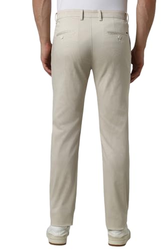 Image of Peter England Men's Straight Fit Mid Rise Chino Casual Trouser with Premium Dobby