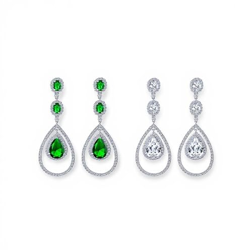 Boucles d'oreilles pendantes en zircon AAA et plaqué argent