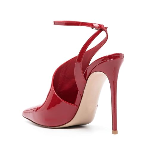 Women's Slingback Heels Stiletto Pumps High-Heeled Sandals Closed Pointed Toe Sky High Heels Ankle Strap Buckle Shoes3