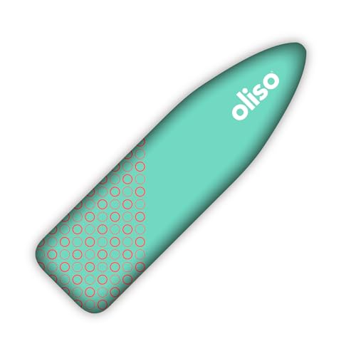 Image of Oliso Ironing Board Cover, Durable 100% Cotton Lined with Professional Grade Felt pad - Fits Standard 54 inch x 15 inch Boards, a Wide Elastic Edge, Two Adjustable Straps for Secure Fit (Aqua)