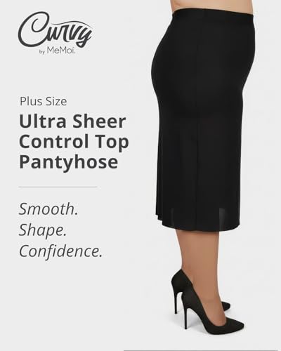 Image of MeMoi Plus Size Curvy Ultra Sheer Control Top Pantyhose