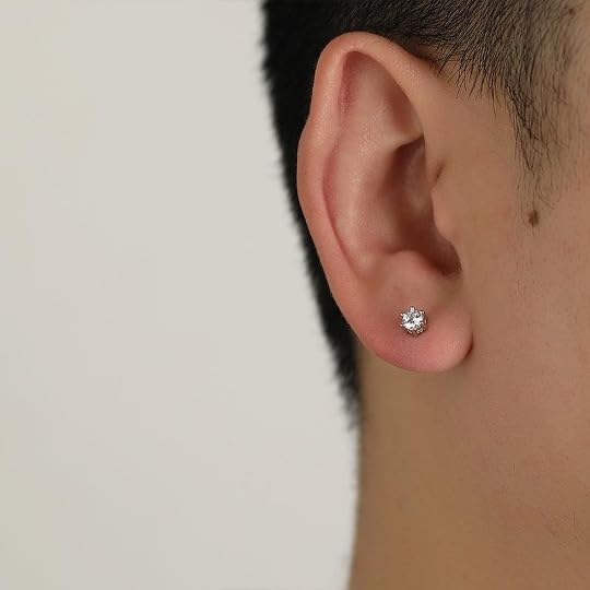 Image of 0.3-2 ct Single Piece Sparkle Orbit Round Moissanite Stud Earrings for Men; GRA Certified; D VVS1; 925 Sterling Silver; Push Back